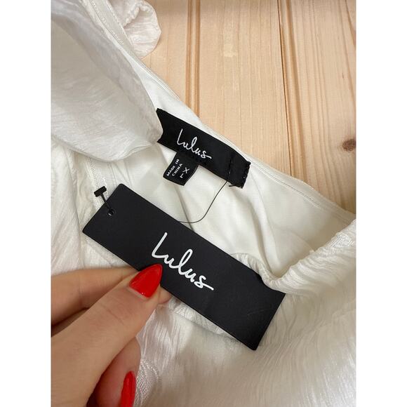 NWT Lulus Sweet Definition White Burnout Ruffled One-Shoulder Midi Dress Size XL - Picture 9 of 10